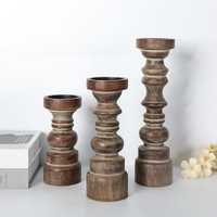 Porte-bougies rustiques en bois d'acacia massif et de manguier pour la décoration de la maison et de la table Noël Pâques