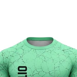 Mint Green Long Sleeve Compression <b>Shirt</b> Crackle Print Athletic Training Gym Workout Breathable Sublimated Performance Sports - Product Image 5