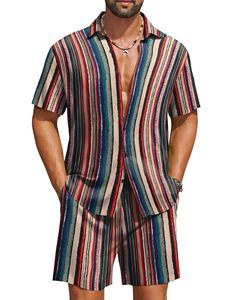 Men Seaside <b>Set</b> Floral Print Short Sleeve Shirt Beach Shorts Matching Holiday Summer Casual Colorful Top top mens twin <b>set</b> match - Product Image 6