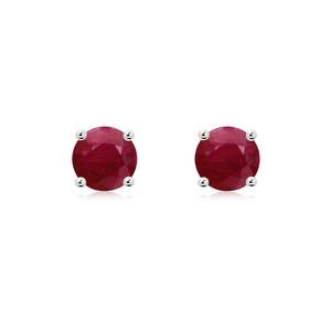 Boucles d'oreilles clous en rubis taille ronde, or massif 14 carats serti à griffes, pour femme, bijoux de luxe, pierre de naissance de juillet - Product Image 2