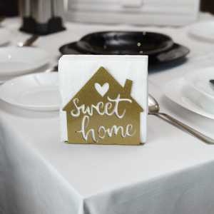 Gold Napkin <b>Holder</b> Sweet Home, Steel Napkin Stand for <b>Kitchen</b> Countertop, Tea Time Accessory, <b>Tissue</b> Rack, Dinning Table Decor, - Product Image 2