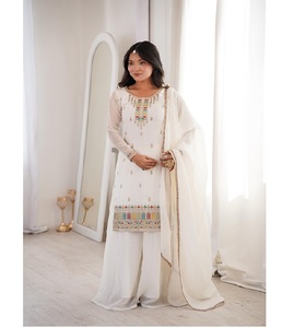 Conjunto de Seda Pura Suave al por Mayor con Top, Sharara y Dupatta, Listo para Usar, Vestido Étnico de Diseñador para Fiesta de Boda para Mujer - Product Image 1