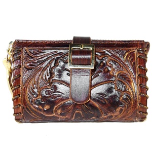 Porte-monnaie fait à la main en cuir marron pour femme, 6mm, Vintage, avec quincaillerie doré - Product Image 2