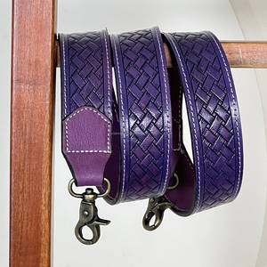 Sangle de remplacement vintage en cuir repoussé style western pour sac, bandoulière réglable en cuir véritable avec fermoirs en laiton - Product Image 2