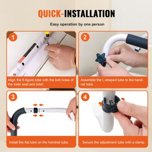 Maniglia di Sicurezza per WC con Capacità di 300 Libbre, Larghezza Regolabile, Telaio per Sedile, Facile Installazione, Maniglie Ausiliarie per la Maggior Parte dei WC - Product Image 5