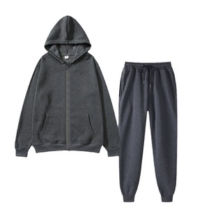 ชุดวอร์มผ้าฝ้ายสีเขียวเข้มแบบ unisex เสื้อฮู้ดและกางเกงขายาวทรงหลวม สวมใส่สบาย สีพื้น แขนยาว เหมาะสำหรับฤดูใบไม้ร่วง - Product Image 4