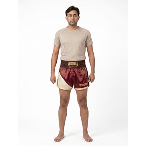 Shorts de Muay Thai personnalisés 100 % micro-satin polyester pour hommes, style rétro, pour la compétition, vêtements de combat, OEM, marque privée, brodés, couleur unie, séchage rapide - Product Image 1