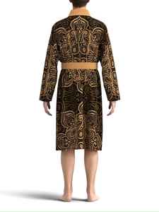 Peignoir de luxe en satin de soie épais pour homme, imprimé, respirant, pour toutes les saisons, tenue décontractée, spa, logo personnalisé, vente en gros - Product Image 3