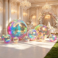 Ballon miroir géant irisé en forme de bulle, décoration extérieure gonflable, grande boule gonflable brillante arc-en-ciel, grande sphère flottante