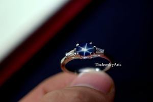 Blue Star Sapphire <b>Ring</b>, Lindy Star <b>Ring</b>, Blue Star <b>Ring</b>, 925 Sterling Silver, Sapphire Star <b>Ring</b> For Bride <b>Promise</b> <b>Women</b> <b>Ring</b> - Product Image 2