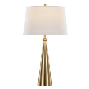 Gold Metal <b>Table</b> Lamp with Fabric Shade | Modern <b>Bedside</b> Lamp | Elegant Home Decor Lighting - Product Image 1
