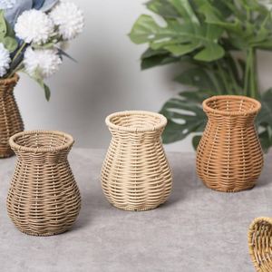 Eco Friendly Handwoven Rattan <b>Vase</b> Natural <b>Wicker</b> Plant Pot for Dried Flowers and Boho Home Decor At Wholesale Price - Product Image 4