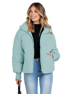 OEM Wholesale Winter Coats <b>Jackets</b> For Women Polyester Breathable Padded Breathable Custom Logo Printed Knitted Winter Puffer - Product Image 3