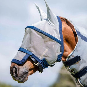 Masque anti-mouches pour cheval en polaire rembourré, coupe confortable, anti-frottement, voile équestre, protection contre les insectes, couvre-masque en maille pour équidés - Product Image 5