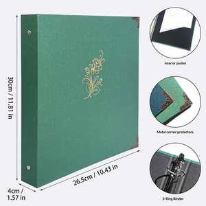 Metal Three-Hole Binder With a Gold-Embossed Inner <b>Pocket</b> for Paper-Based Office Files - Product Image 2