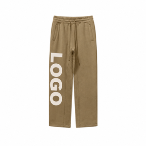 Custom Olive Green <b>Men</b> Straight Leg <b>Fleece</b> Sweatpants Drawstring Waist Relaxed <b>Lounge</b> <b>Pants</b> Wholesale USA UK EU Apparel Buyer - Product Image 2