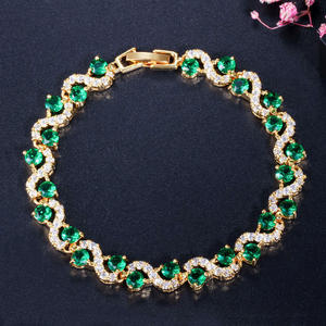 AMBER JEWELS Pulsera de tenis unisex de lujo chapada en oro de 10K con cristales azules y diamantes de imitación, diseño geométrico, engaste de garra, certificado IGI - Product Image 3