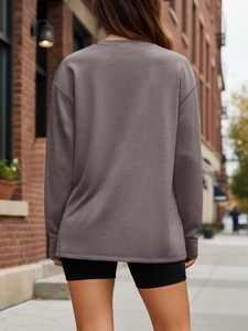 Camiseta Premium de Manga Larga para Mujer, Algodón Suave, Informal, Básica, Cómoda, Corte Ajustado, Cuello Redondo, con Logotipo Personalizado, Estilo Urbano - Product Image 4