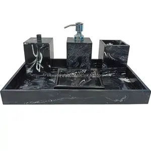 Beau design ensemble de salle de bain en résine look moderne ménage de luxe pour hôtel ensemble d'accessoires de salle de bain en résine de la meilleure qualité - Product Image 3