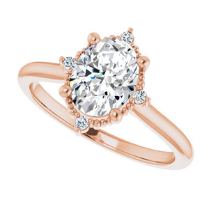 Anillo de compromiso y aniversario clásico chapado en oro macizo de 18 quilates con halo ovalado pequeño y diamante cultivado en laboratorio, certificado IGI VS1 - Product Image 3