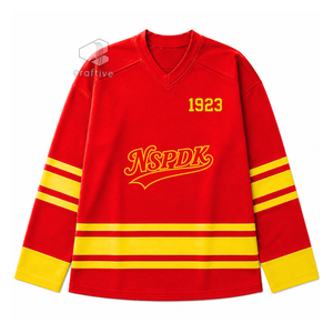 Maillot de hockey sur glace NSPDK Sorority, rouge et or, en maille polyester, anti-humidité, pour performance sportive d'équipe, vêtement de sport - Product Image 1