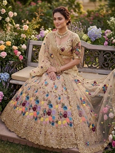 Indian Wedding Wear Fox Georgette Lehenga Set With <b>Sequins</b> Embroidery Unstitched Blouse Soft Butterfly Net Dupatta Heavy <b>Flared</b> - Product Image 4