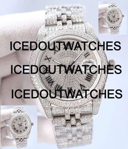 Montre mécanique de luxe pour homme en acier inoxydable de haute qualité avec cadran en verre, style hip-hop, entièrement sertie de diamants VVS et de moissanite - Product Image 1