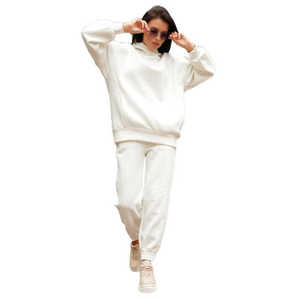Ensemble de survêtement décontracté pour femme en velours à capuche, deux pièces, 100 % coton, hiver, éco-responsable - Product Image 4