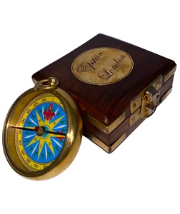 Brass Compass Handcrafted Wooden Box Antique Navigator-<b>Gold</b>-Plated Classic Pocket Compass Premium Modern Design - Product Image 2