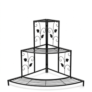 Support de plantes d'angle en métal le plus vendu avec trois niveaux de tablettes incurvées pour la décoration intérieure, de balcon et de jardin, taille personnalisée - Product Image 6
