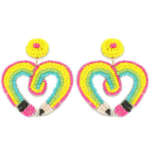 Pendientes y Aros de Moda 2026 con Bordado Artesanal y Cuentas de Semillas para Fiestas Escolares, Uso Étnico Festivo, Pendientes Colgantes, Joyería de Moda - Product Image 2