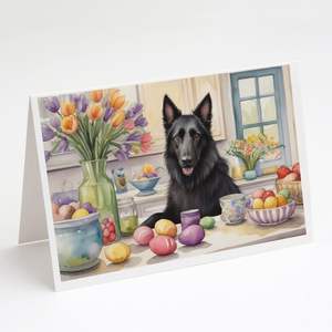 Whimsical A7 Size <b>5x7</b> Pack 8 Blank Note Cards Belgian Sheepdog Design for Easter Decorations Greeting Cards with <b>Envelopes</b> - Product Image 1