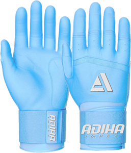 Guantes de Bateo de Béisbol de Cuero Adiha Impex Premium, Color Azul Cielo, Cierre de Gancho y Bucle, Unisex, para Adultos, Personalizables - Product Image 1
