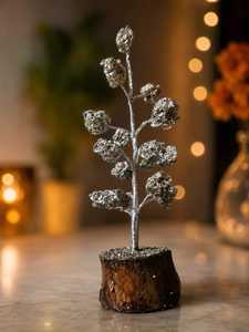 Árbol de pirita hecho a mano, árbol de pirita con alambre plateado, piedra semipreciosa, bonsái, adorno decorativo para el hogar - Product Image 3