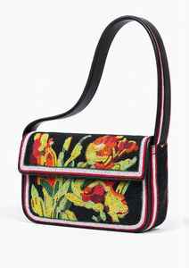 Bolso de Hombro de Lujo Hecho a Mano con Cuentas para Mujer, Bordado Floral Negro, Elegante para Fiestas Nocturnas, Regalo Promocional, Cierre de Cremallera - Product Image 4