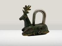 Cadenas vintage en métal en forme de cerf, serrure décorative antique, quincaillerie ornementale pour porte, portail, armoire avec clés décoratives