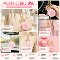 Nouveau style tendance : Porte-clés pendentif en métal en forme de petit ours cœur pour femme, créatif et mignon