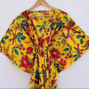 Robe Kaftan Décontractée d'Été en Coton à Imprimé Floral Tropical Sans Manches pour Femme, Cache-Maillot de Plage, Tenue d'Intérieur – Îles d'Asie-Pacifique - Product Image 1