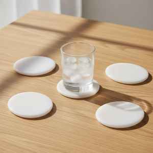 Posavasos Redondos de Mármol Pulido de Doble Cara, Juego de Posavasos Modernos Minimalistas para Bebidas - Product Image 6