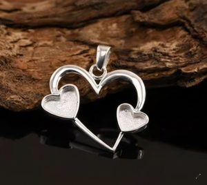 925 Sterling Silver 6mm 8mm Two <b>Blank</b> Bezel Heart Frame Pendant for Resin and Ashes Work Keepsake/Breastmilk DIY Jewelry Crafts - Product Image 1