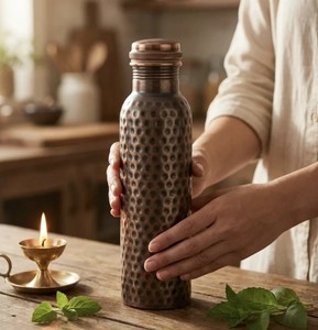 Pure Copper Drinking <b>Bottle</b> Reusable <b>Water</b> <b>Bottle</b> For Daily Hydration Home Office Travel <b>Gym</b> Fitness Outdoor - Product Image 2