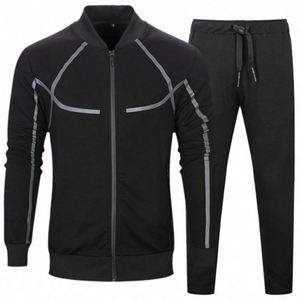 Conjunto Deportivo Unisex, Blanco y Negro, Bloques de Color, Cierre de Cremallera, Cuello Alto, Transpirable, Corte Regular, Ropa de Otoño - Product Image 2