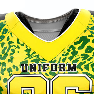 Cheap American Football Uniform Yellow Sublimated Leopard Printed Polyester Made American Football Uniforms By SFIVE INDUSTRIES - Product Image 3