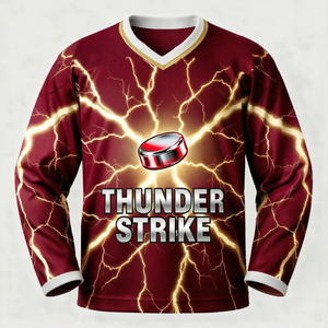 Camiseta de Hockey sobre Hielo para Hombre, Manga Larga, Cuello en V, Sublimada, Absorbente de Humedad, Poliéster, Corte Regular, Ropa Deportiva del Equipo Eagle Force - Product Image 6