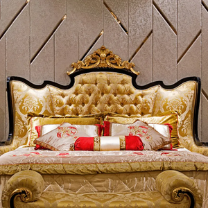 Livraison gratuite Kiky Home Furniture BD-LUX01 Ensemble de chambre à coucher de luxe en bois de mahogany massif doré, design antique européen, taille king - Product Image 2