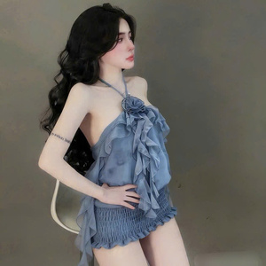 Two Piece Summer Casual <b>Sexy</b> Eco-Friendly Washable Cotton Solid Women's Clothing <b>Set</b> Comfortable Collarless Long Skinny Fit - Product Image 2