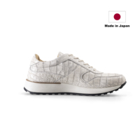 Baskets décontractées en cuir de vache véritable italien gaufré, fabriquées au Japon, à lacets, avec amorti tendance en TPU et soutien de la voûte plantaire