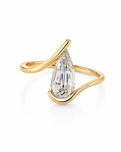 IGI Certified 2CT Pear Step Cut Lab Grown Diamond Ring Geometric <b>Wrap</b> Design Modern Sculptural Engagement Ring in 14K Solid Gold - Product Image 1