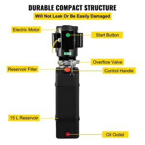 Pompa Idraulica Monofase da 15 Litri con Motore da 3450 RPM per Sollevatore Auto, Rimorchio Portatile 208/230 Volt - Product Image 5
