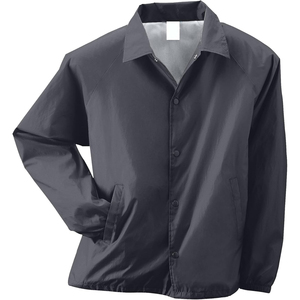Men's Black Windproof <b>Coach</b> Jacket Regular Fit Turn-down Collar Button Front Casual Spring Wear Polyester Shell - Product Image 1